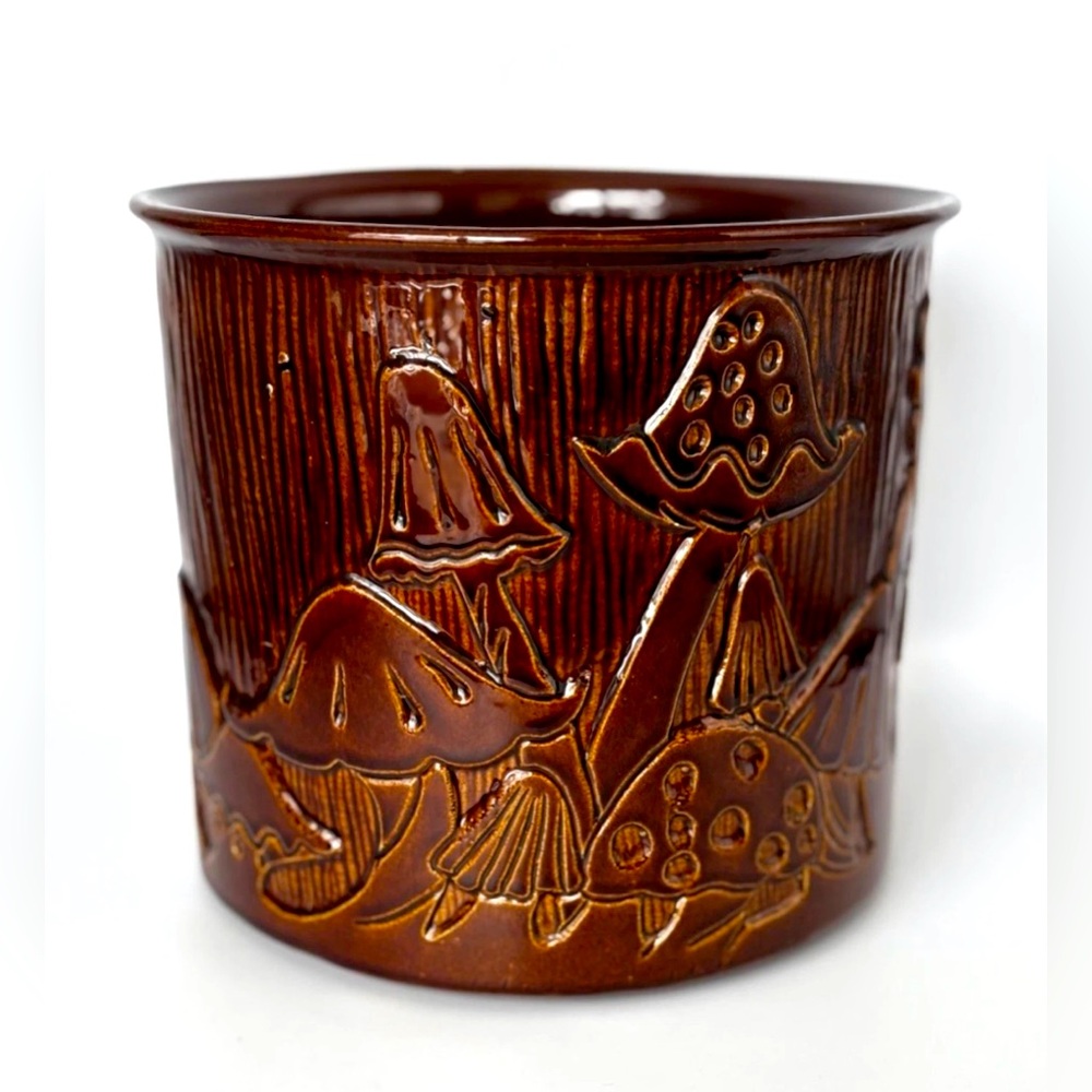 RARE Vintage Haeger USA 5064 Mushroom Planter Jar Pottery Ceramics Brown